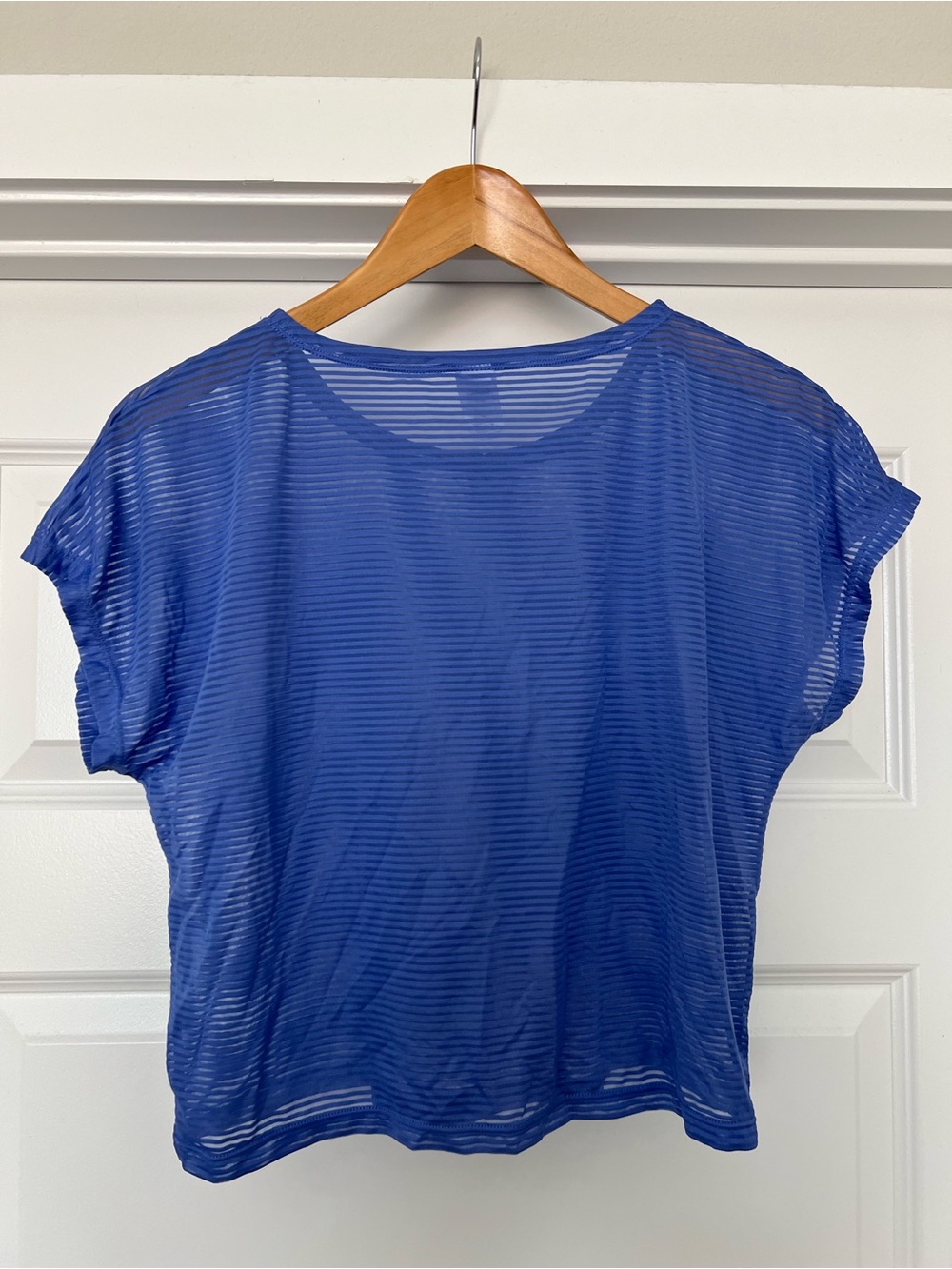 Z by Zella Periwinkle Mesh Stripe Short Sleeve Crop Workout Top XL - Picture 7 of 9
